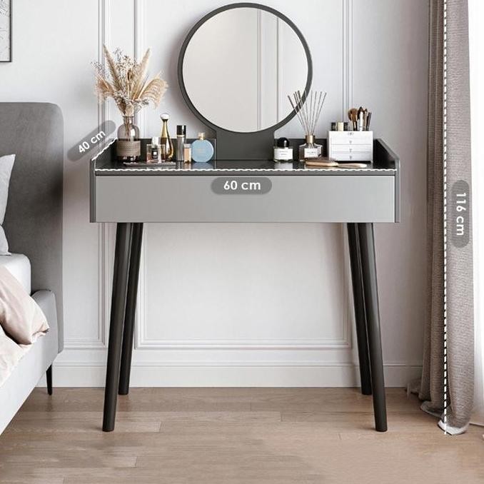 Promo Gudang Dtg Meja Rias Dengan Cermin/ Rak Kosmetik Minimalis / Dressing Table/Meja Minimalis Mej