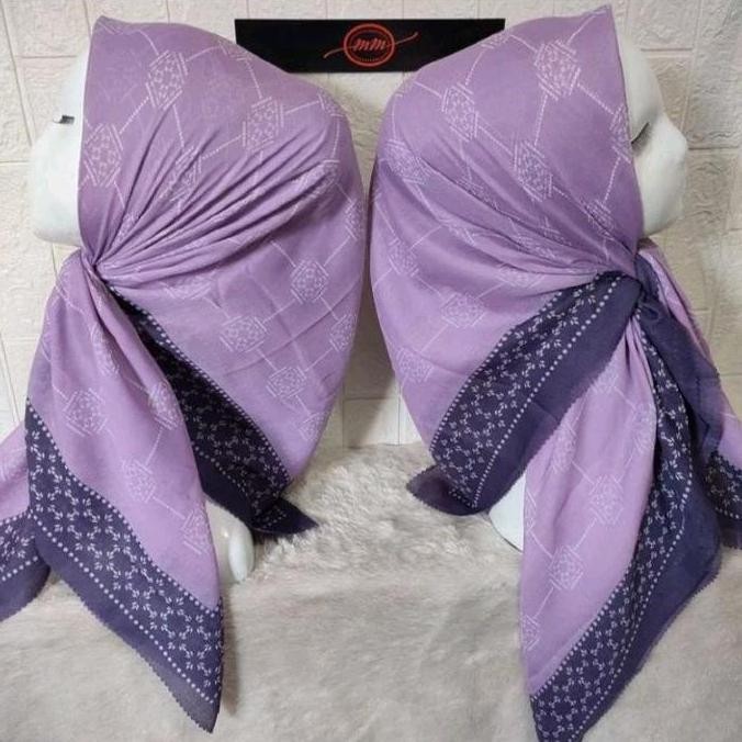 Promo Hijab Motif Lunn Ungu Muda Jilbab Segi Empat Voal Premium