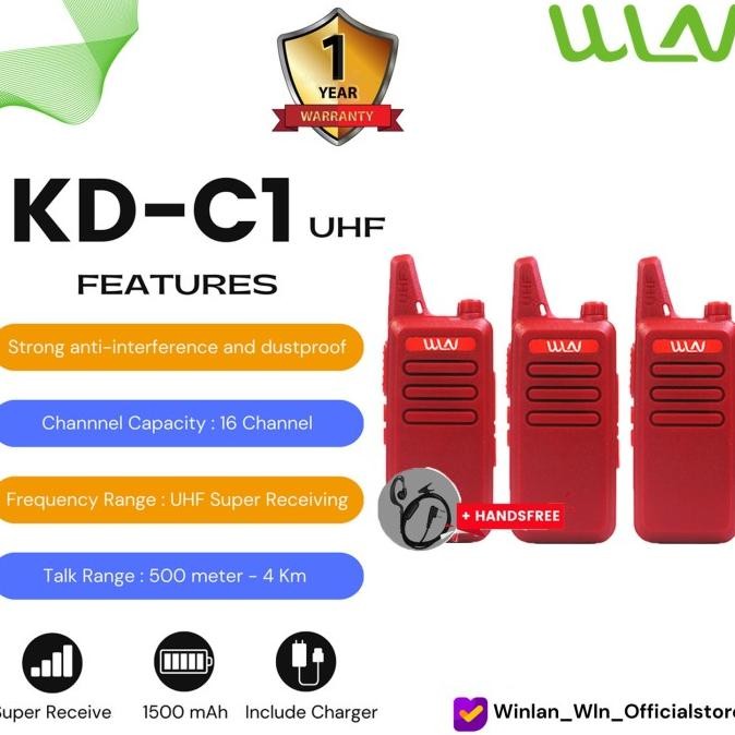 Grosir Wln Winlan Ht Walkie Talkie Kd-C1 Uhf ( 3Pcs ) + Hnadsfree
