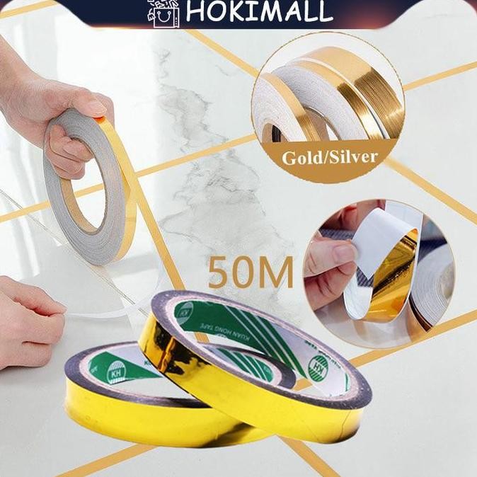 

Promo 50Meters Selotip Emas Stiker Emas Gold Washi Tape Untuk DIY Scrapbooking Sekolah Dan Kantor Dekorasi COD