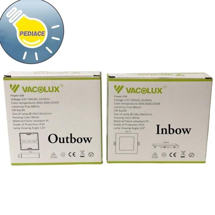 Lampu LED Panel Light 6W VACOLUX Kotak Inbow / Outbow Changeable CCT