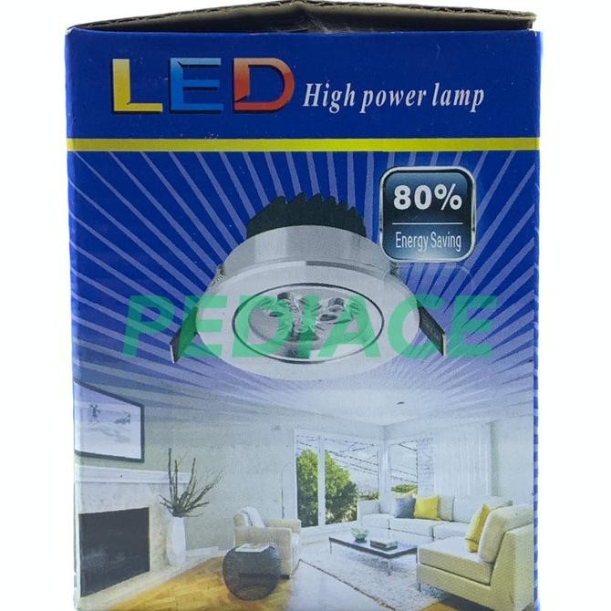 Lampu Downlight LED 3W 3 Watt 3 Mata AC 220V Body Silver Garis Miyalux