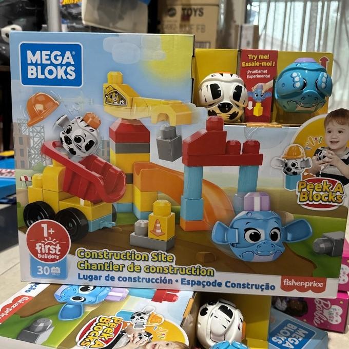 Mega Bloks Construction Site Peek a Blocks Mainan Edukasi