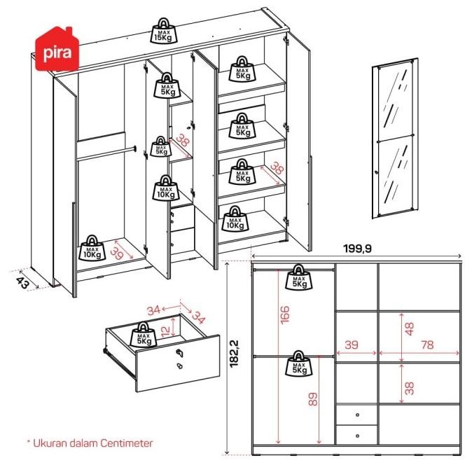 Murah Lemari Pakaian 5Pintu White