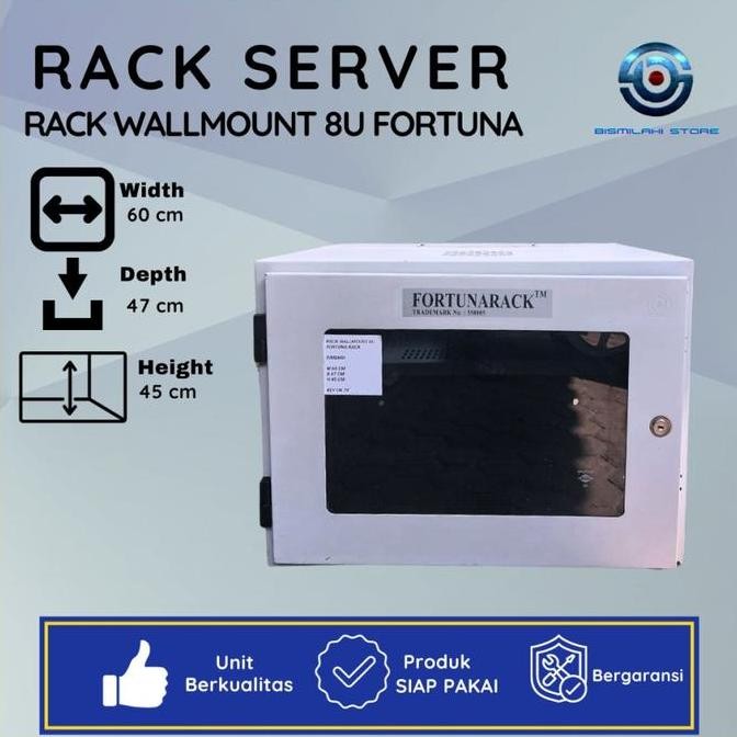 RACK SERVER FORTUNA WALLMOUNT 8U UNTUK PERANGKAT JARINGAN ANDA 2004T