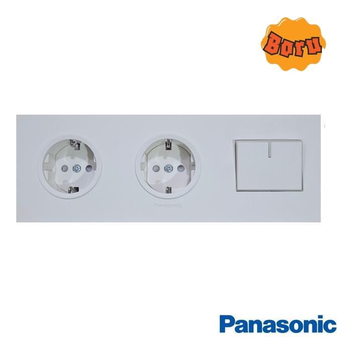 BORU PANASONIC STOP KONTAK + STOP KONTAK + SAKLAR SINGLE STYLE-E PUTIH