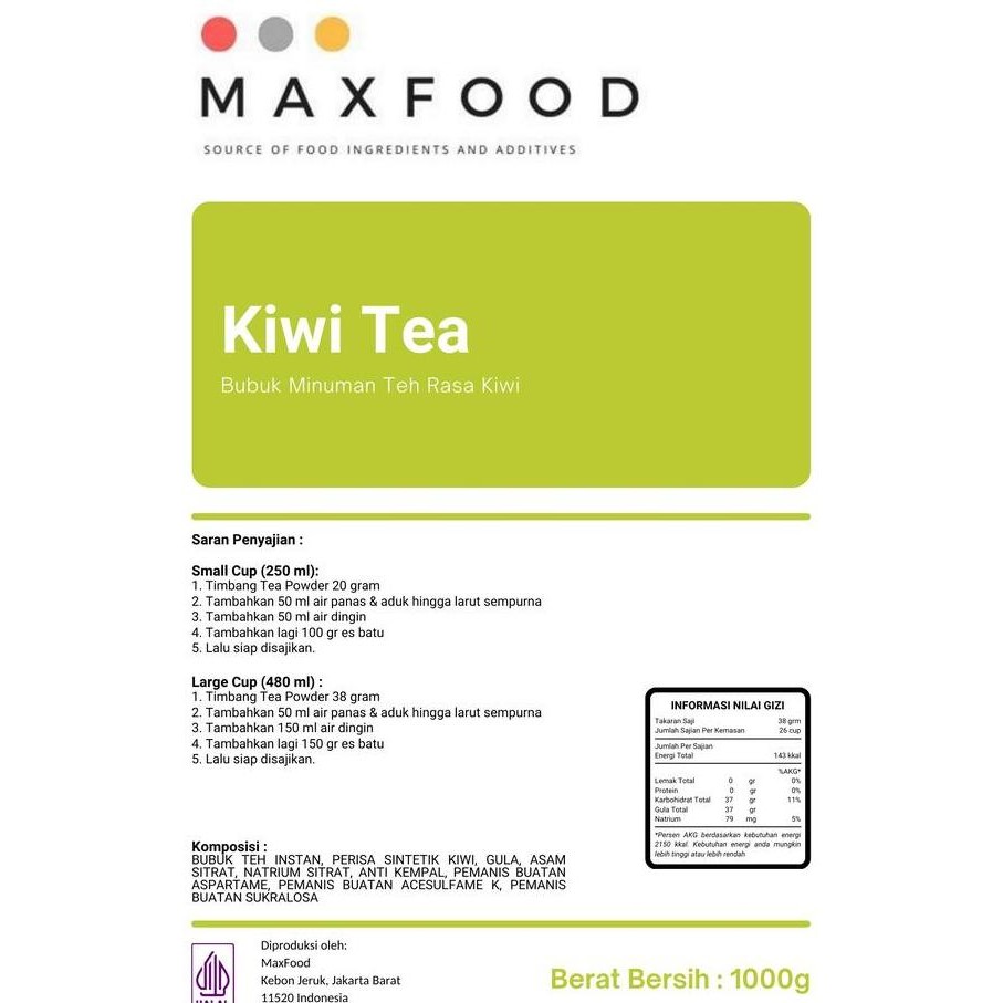 

Murah Maxfood - Bundle Bubuk Teh Minuman Rasa Buah Lemon Tea + Kiwi Tea 1 Kg
