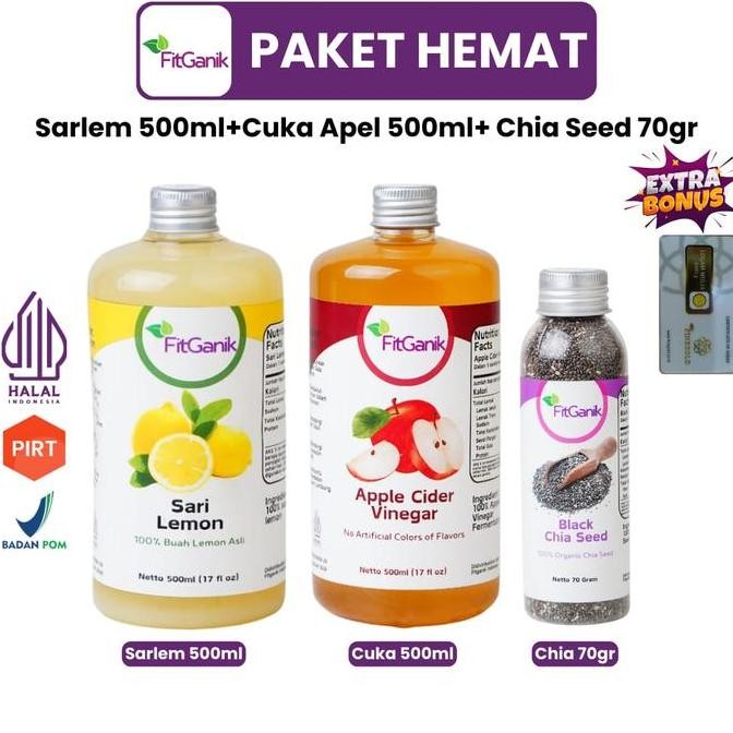 

Grosir Fitganik Paket Sari Lemon Chia Seed Cuka Apel With The Mother