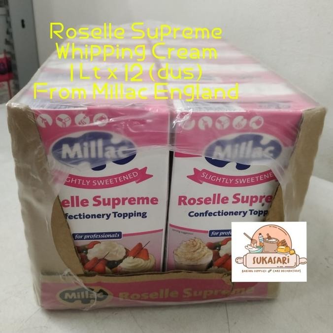

Promo Roselle Supreme Whipping Cream Millac Roselle Whip Non Dairy Cream 1 Liter X 12 Dus