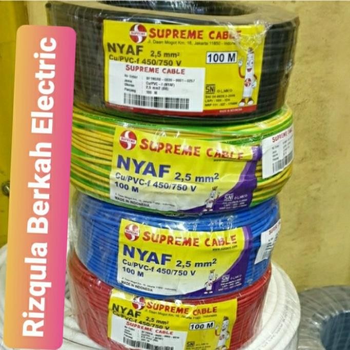 Murah Kabel NYAF 1x2.5 SUPREME 100 Meter.Warna Hitam/Biru/Merah/Kuning hijau Non COD