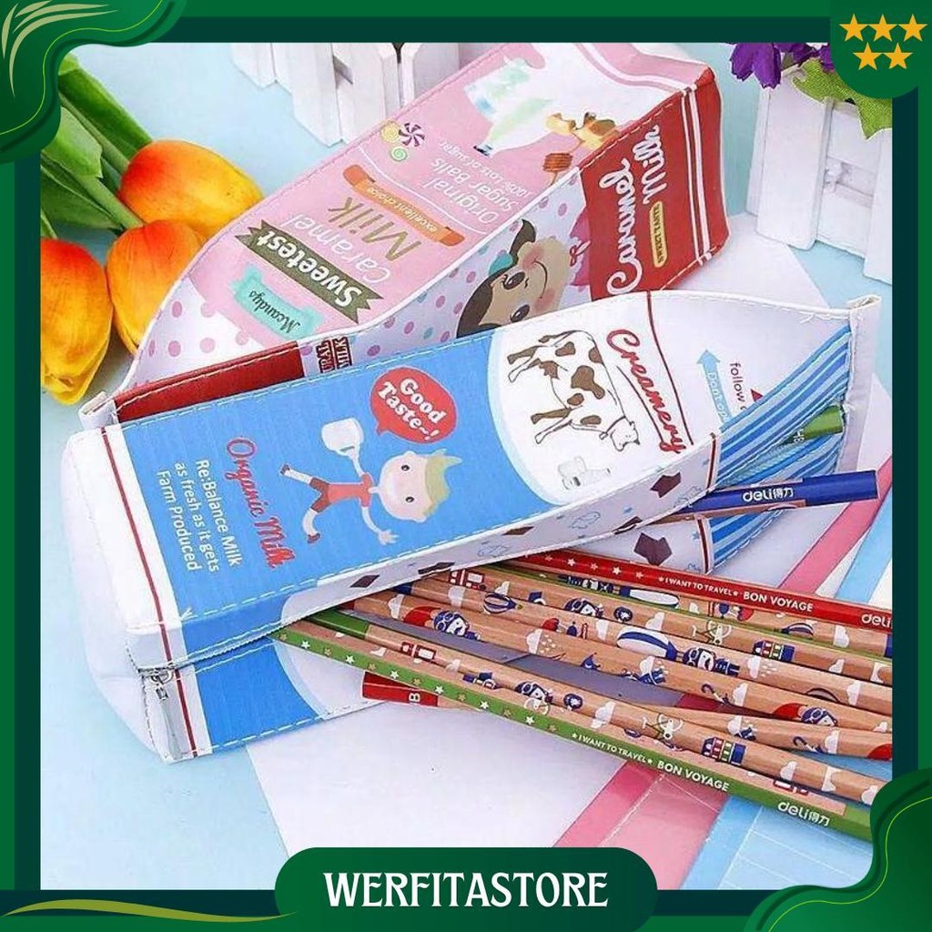 

( Grosir) 12Pcs Tepak Susu Tempat Pensil Unik Souvenir Ultah Free Plastik Opp Cod