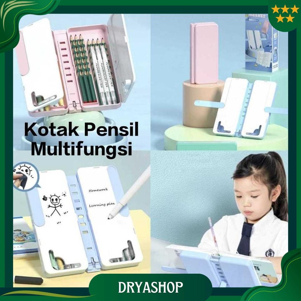 

( Mia ) K002 Kotak Pensil Lipat Multifungsi Dengan Papan Tulis Dan Tatakan Buku / Tempat Pensil Serbaguna / Kotak Pensil Anak Sekolah Tk Sd Gratis Ongkir