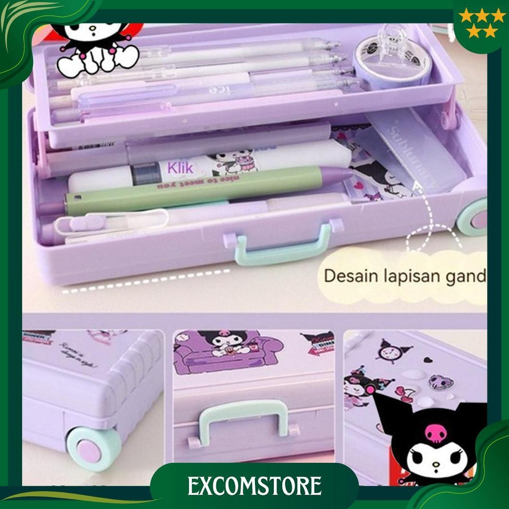 

Sanrio Seri Anime Kartun Pensil Kasus Kuromi Pencil Case Anak-Anak Kapasitas Besar Troli Kotak Alat Tulis Promo Puncak