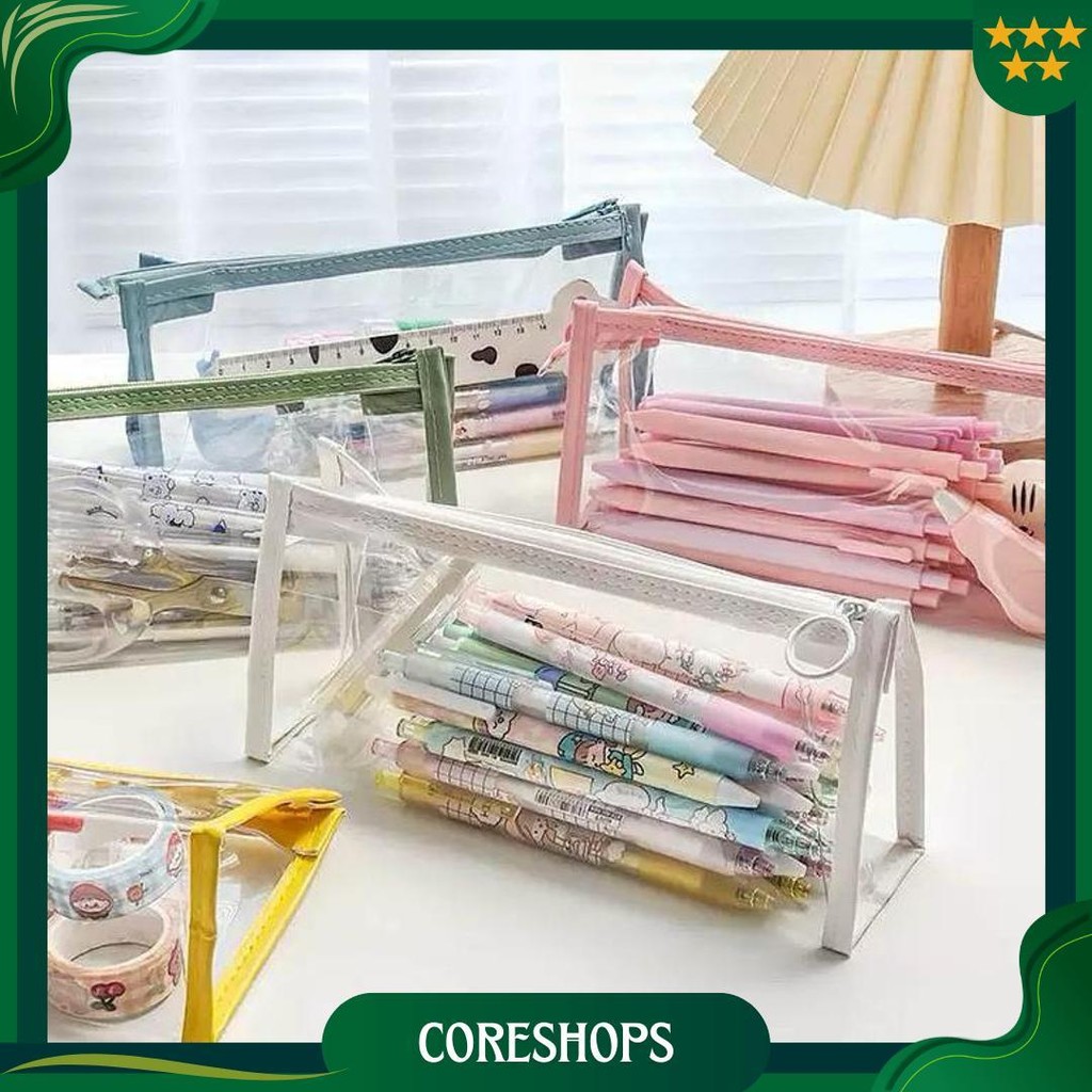 

[Dwcorner] Kotak Pensil Transparan Aethetic / Tempat Pensil Transparant / Pouch Serbaguna Promo