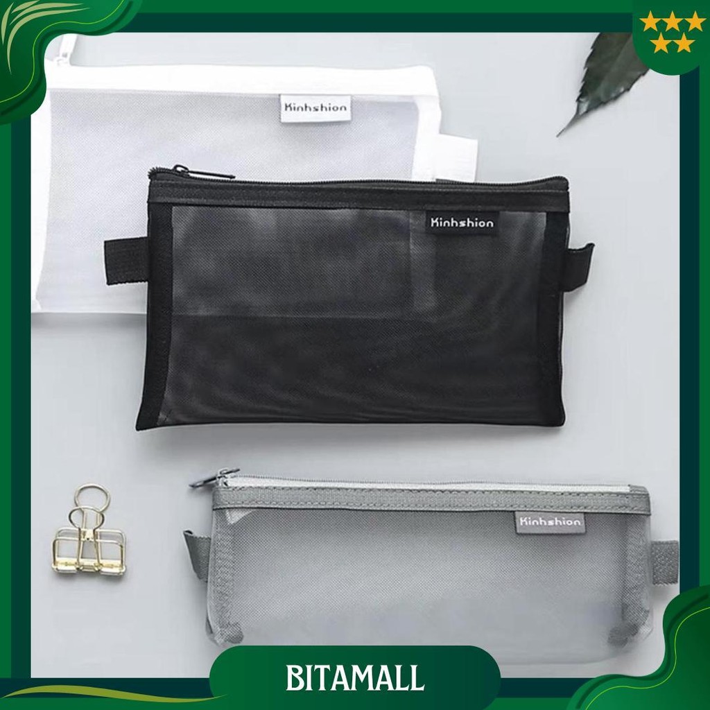 

Kotak Pensil Polos Mesh Jaring Transparan / Tempat Pensil Kapasitas Besar Kotak Pensil Laki Laki Cowok / Make Up Pouch Bening Polos Ori
