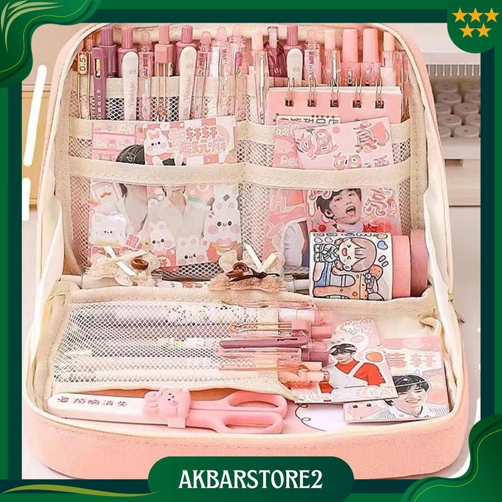

[Cod] 8-Layer Super Large Capacity Pencil Case Kawaii Canvas Pencil Box Pen Pouch Organizer For Girls Back To School Stationery Supplies Gratis Ongkir