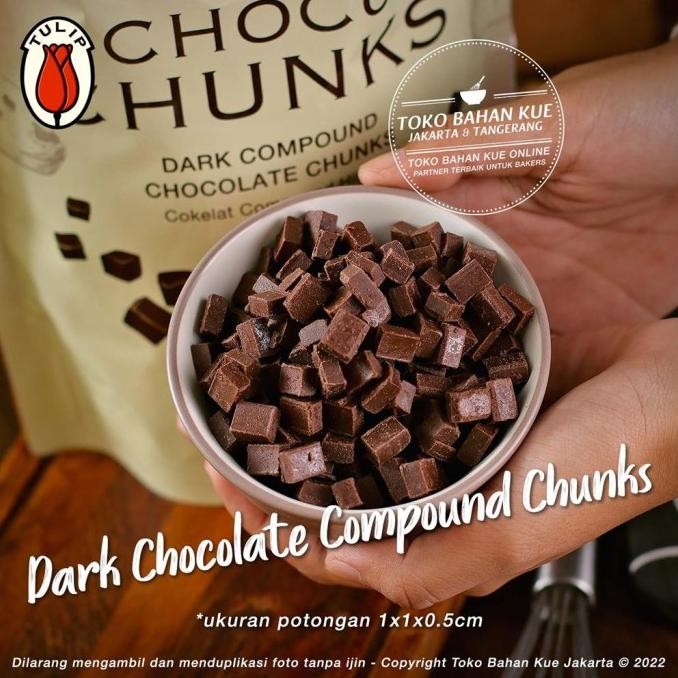 

Promo Tulip Dark Chocolate Compound Choco Chunks 1Kg Cokelat Coklat Potongan