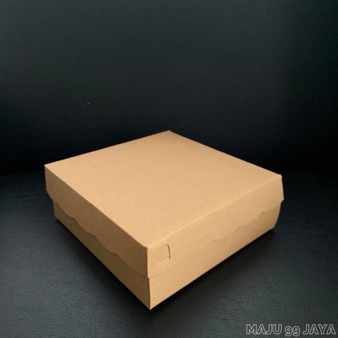 [Good] (100 PCS) Dus Kue / Kotak Makan Nasi R8 18cm x 18cm x 7cm Kraft Cokelat (Ketebalan 330gram) F