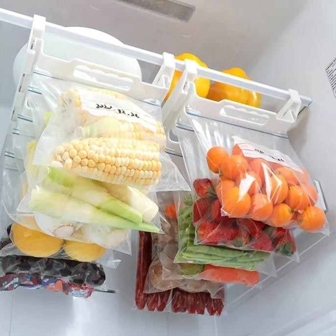Storage gantungan plastik kulkas dapur/Sealed bag storage Rack