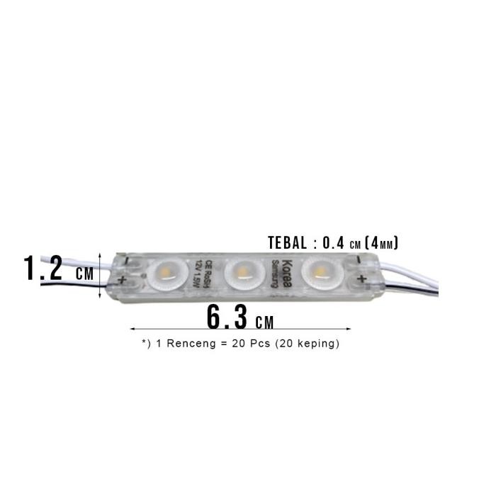 Murah Lampu Led Modul Samsung 3 Mata 2835 1.5 Watt Dc 12 Volt Module 1 Pack