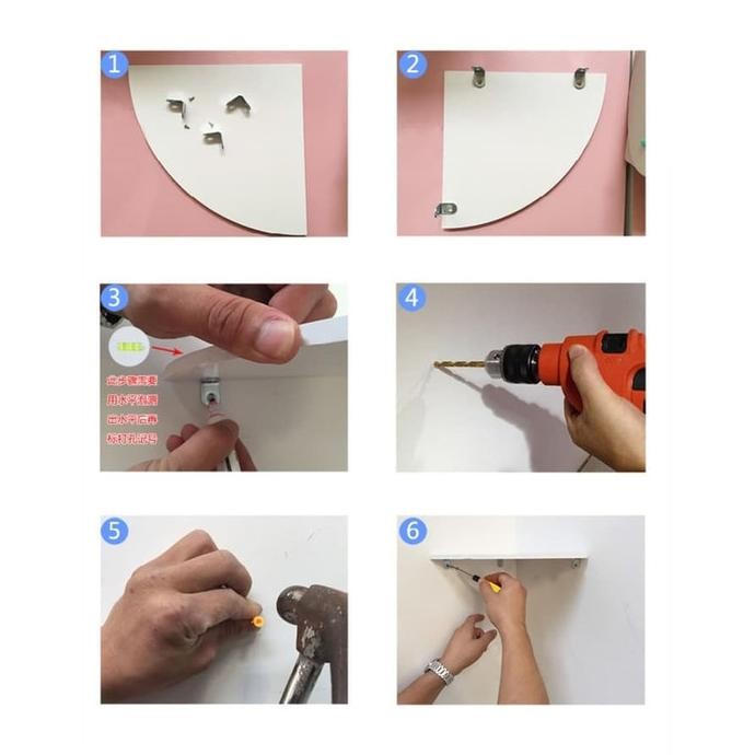 Rak Sudut siku 3 Susun vintage Dinding kamar mandi Dekorasi Rumah F389 TA