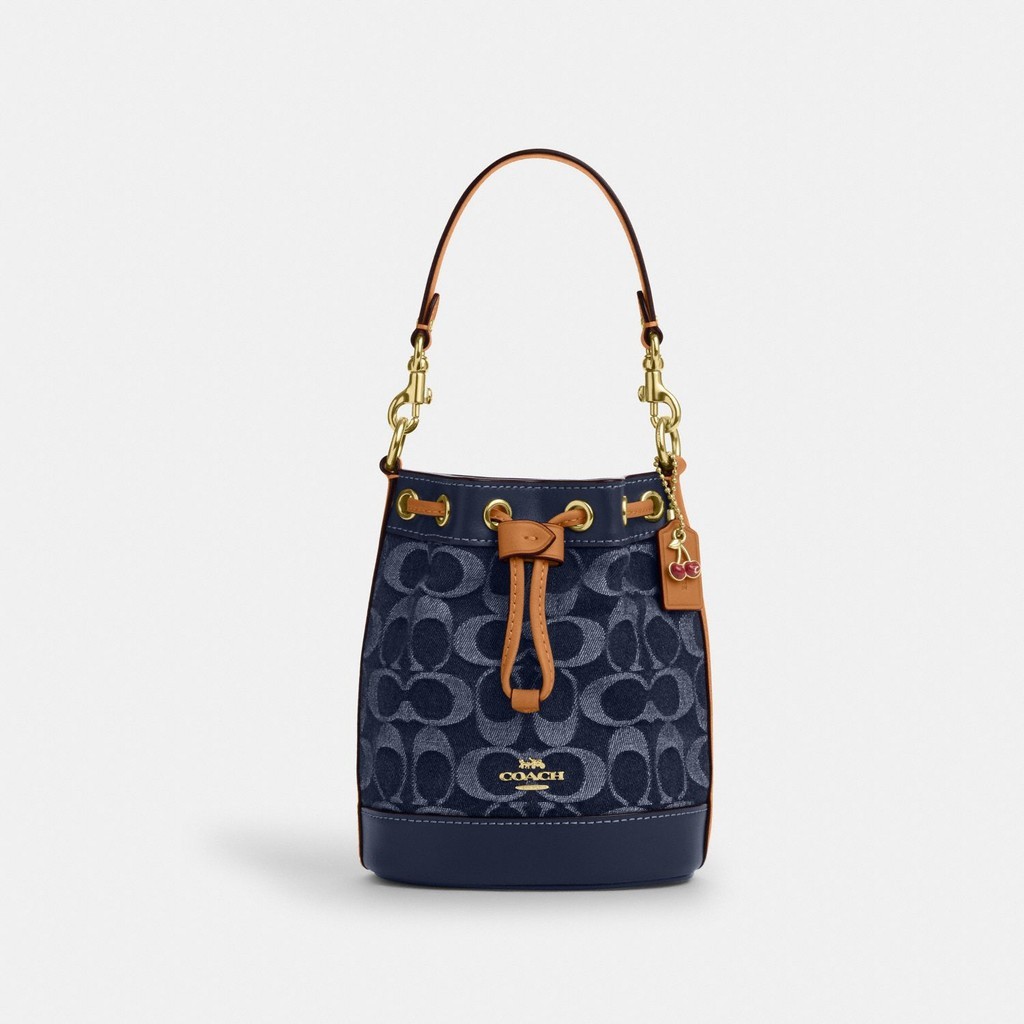 Coach Mini Bucket Bag In Signature Denim - Tas Selempang Wanita