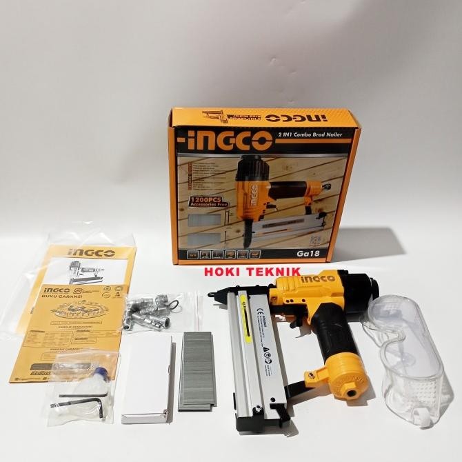 

INGCO MESIN PAKU TEMBAK F50 AIR NAILER 2IN1 STAPLER U STAPLES LURUS ORIGINAL DAN TERPERCAYA