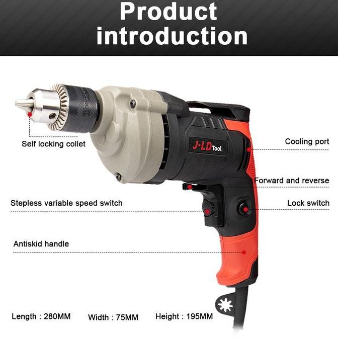 Murah Jld Mesin Bor Listrik 13Mm Bolak Balik Electric Drill 480W Mesin Bor Murah Bor Beton Kayu Besi