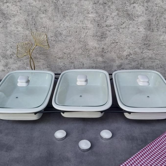 TERBARU Prasmanan Set Keramik Tutup kaca Transparan ~ 3 Baris