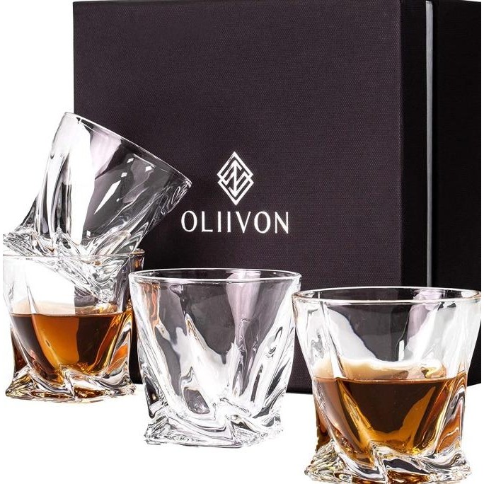 TERLARIS Whiskey Glass Premium OLIIVON 4 Twist Whiskey Glass