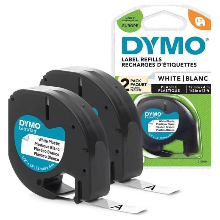 

Dymo Letratag Plastic Original Label Tape, Black On White, 12Mm X 4M Co