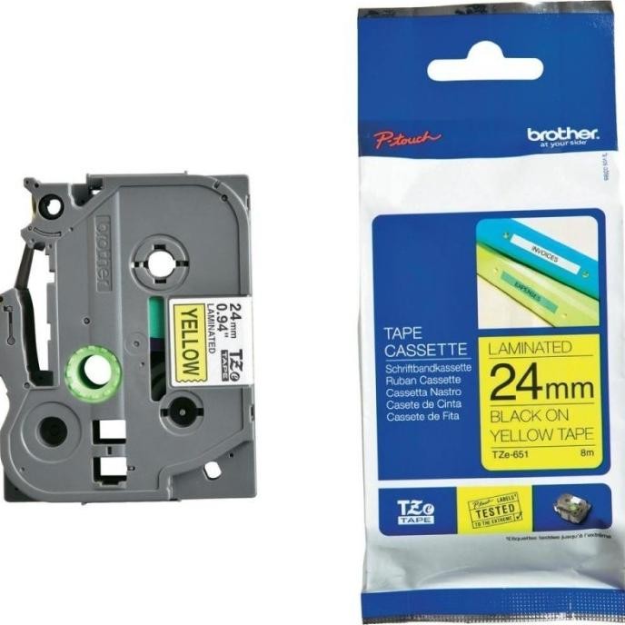

Brother Label Tape Tze-651 24Mm X 8M Laminated Black On Yellow Tze651 Co