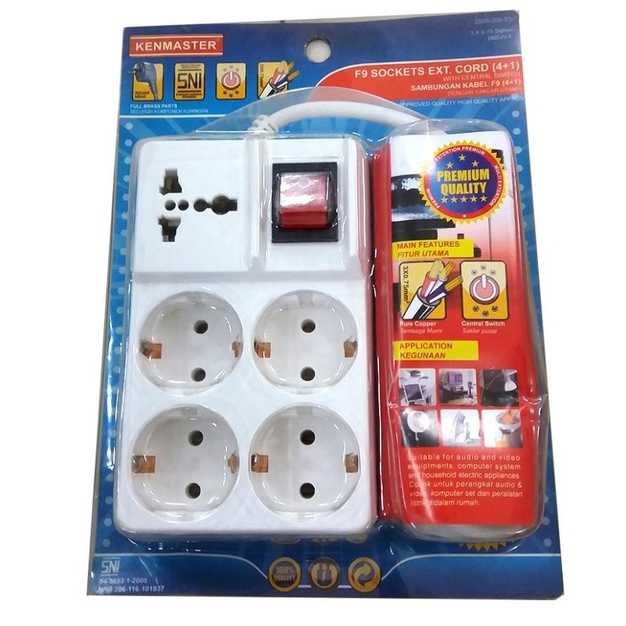 Steker Colokan Listrik 3 lubang + Saklar / Kenmaster Plug Adaptor new