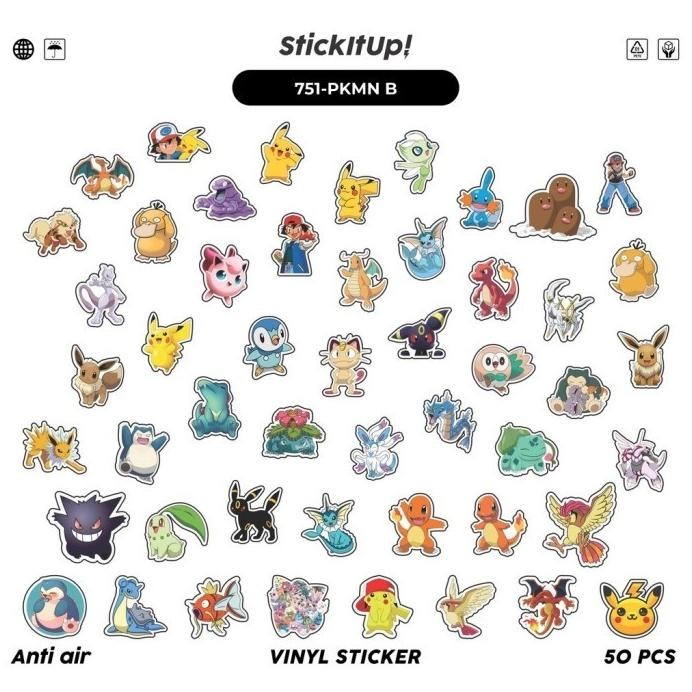 

100 Pcs Stiker Pokemon V3 Lucu Anti Air Untuk Dekorasi Notebook Sepeda Skateboard Handphone DIY murah