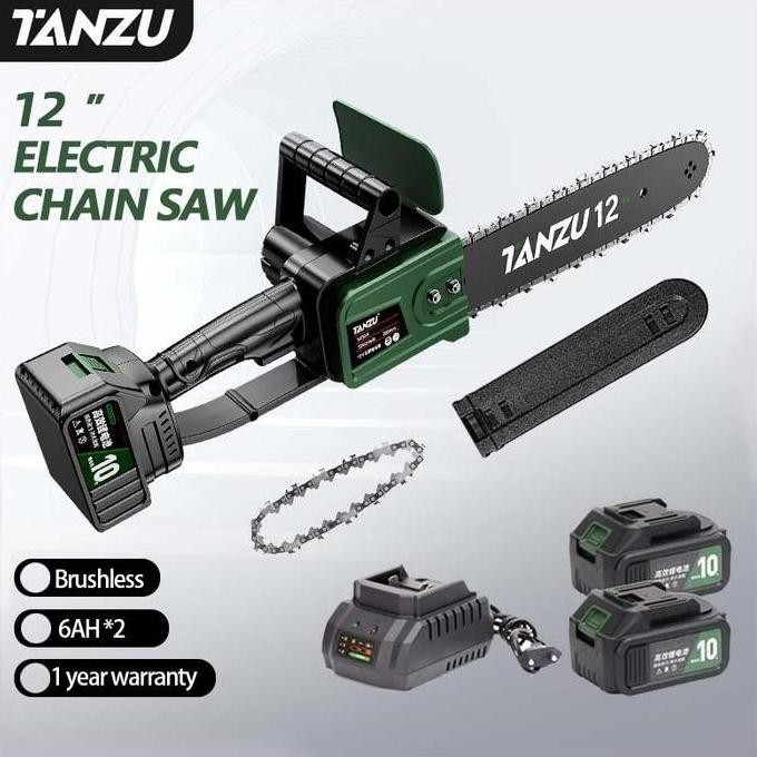 Tanzu  8/12/16 Inch Chainsaw Gergaji Rantai Elektrik Mini Portable Genggam Lithium 21Volt Chain Saw 