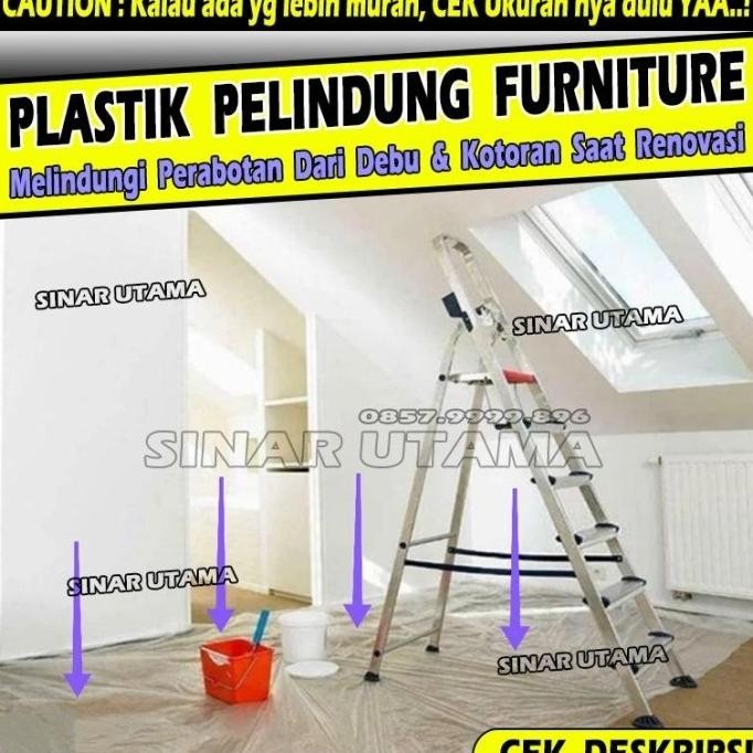 

[Good] Plastik Proyek Anti Debu Renovasi Terpal Bening Penutup Lantai Plafon