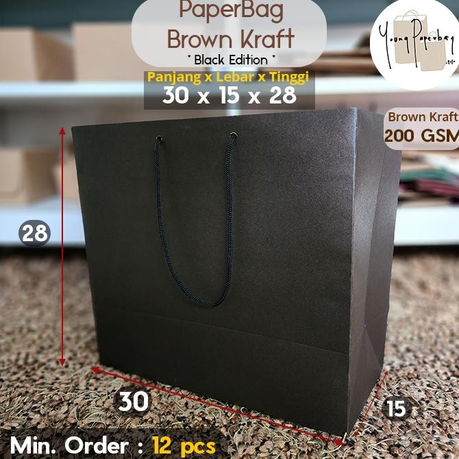 

H-4 [200 Gsm] Paper Bag/Tas Kertas Paperbag Color Polos Kraft 30 X 15 X 28 (1 Pcs)