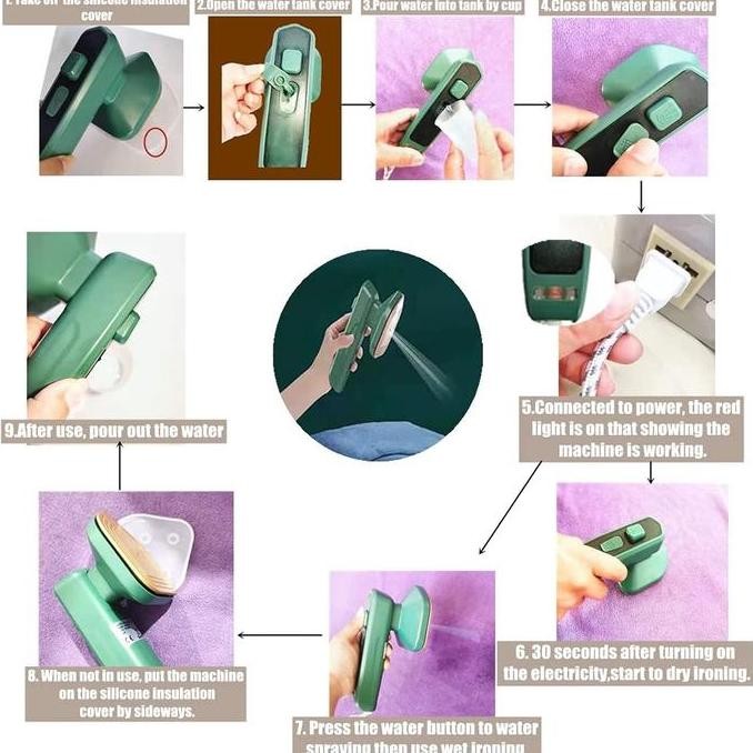 CO Setrika Uap Mini Listrik Tanpa Kabel - Setrika Portable - Setrika Traveling - Setrika Baju Tanpa 
