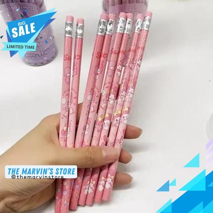 

12 PCS PENSIL HB SANRIO PAKET PENSIL TULIS STATIONERY CINNAMOROLL KUROMI MELODY TERJAMIN BEST !!!