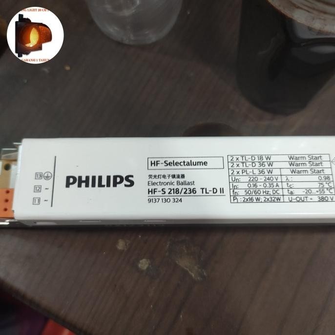 Promo Ballast / Trafo Lampu TL 2 x 18 / 36 Watt Philips COD