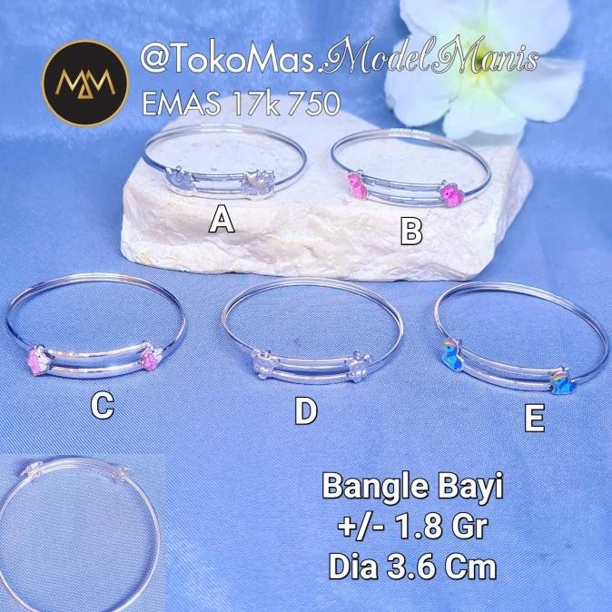 Gelang Bayi Karakter Emas Putih 750 kadar 17k