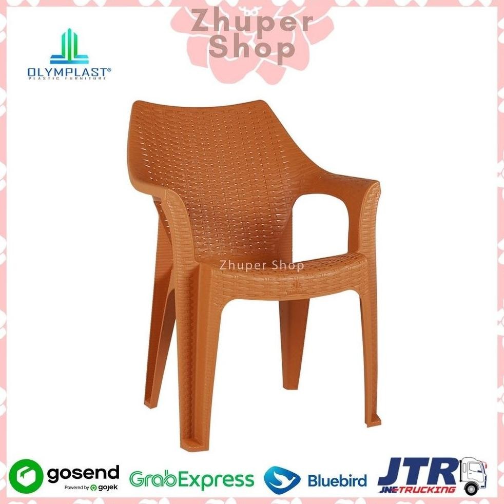 Ol 508 - Kursi Santai Plastik Olymplast / Kursi Taman Plastik / Kursi Pendek Motif Rotan / Kursi San