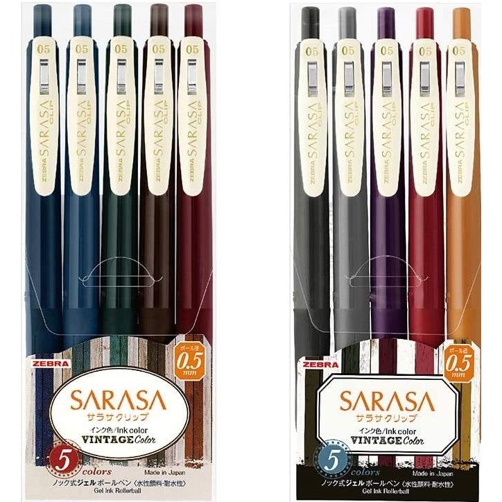 

TERMURAH - Zebra Sarasa Clip 0.5 mm Gel Ballpoint Pen Vintage 5 Color Set