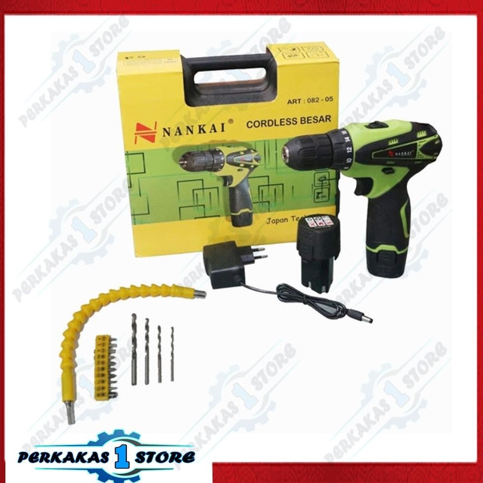 Cordless Nankai / Mesin Bor Cas Charger 12V Cordless Drill Nankai Set SEDIA JUGA HDT murah
