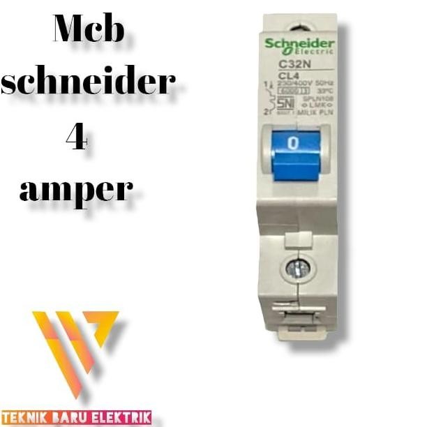 ORIGINAL MCB SCHNEIDER 4A BIRU SNI PLN SPLN CL4 4 AMPERE 900 WATT
