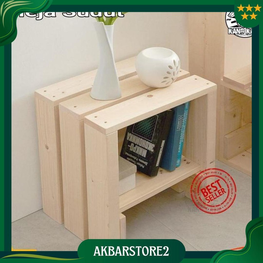 Meja Sudut Kecil Dekorasi Kayu Minimalis Jati / Mahoni Best Seller