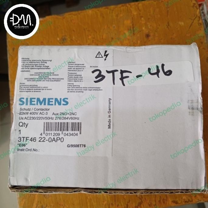 Kontaktor Siemens 3Tf46-22 (80 Amper) Varian Coil 110V 220V Dan 42Vac New Stok
