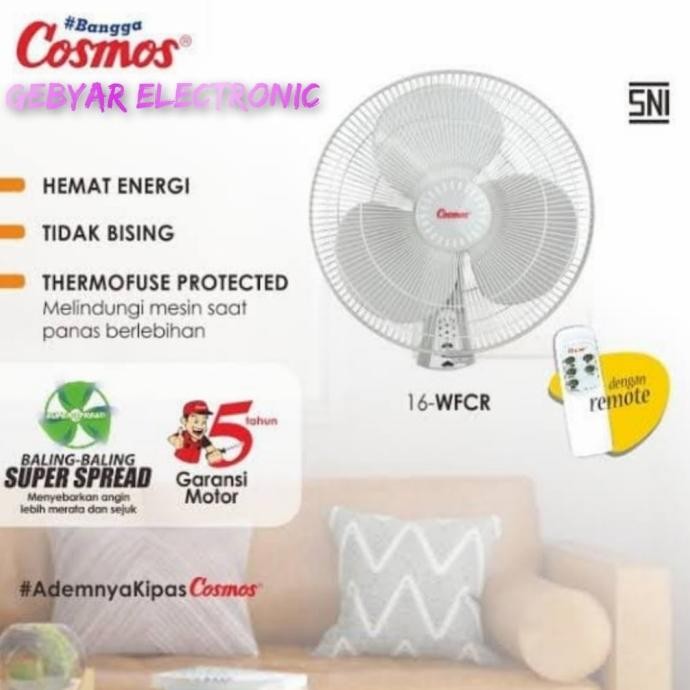 Original Kipas Angin Dinding Cosmos 16Inch Remot / Wallfan Cosmos 16" Remot