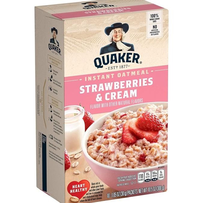 

QUAKER INSTANT OATMEAL STRAWBERRIES & CREAM 300GR - FROM USA