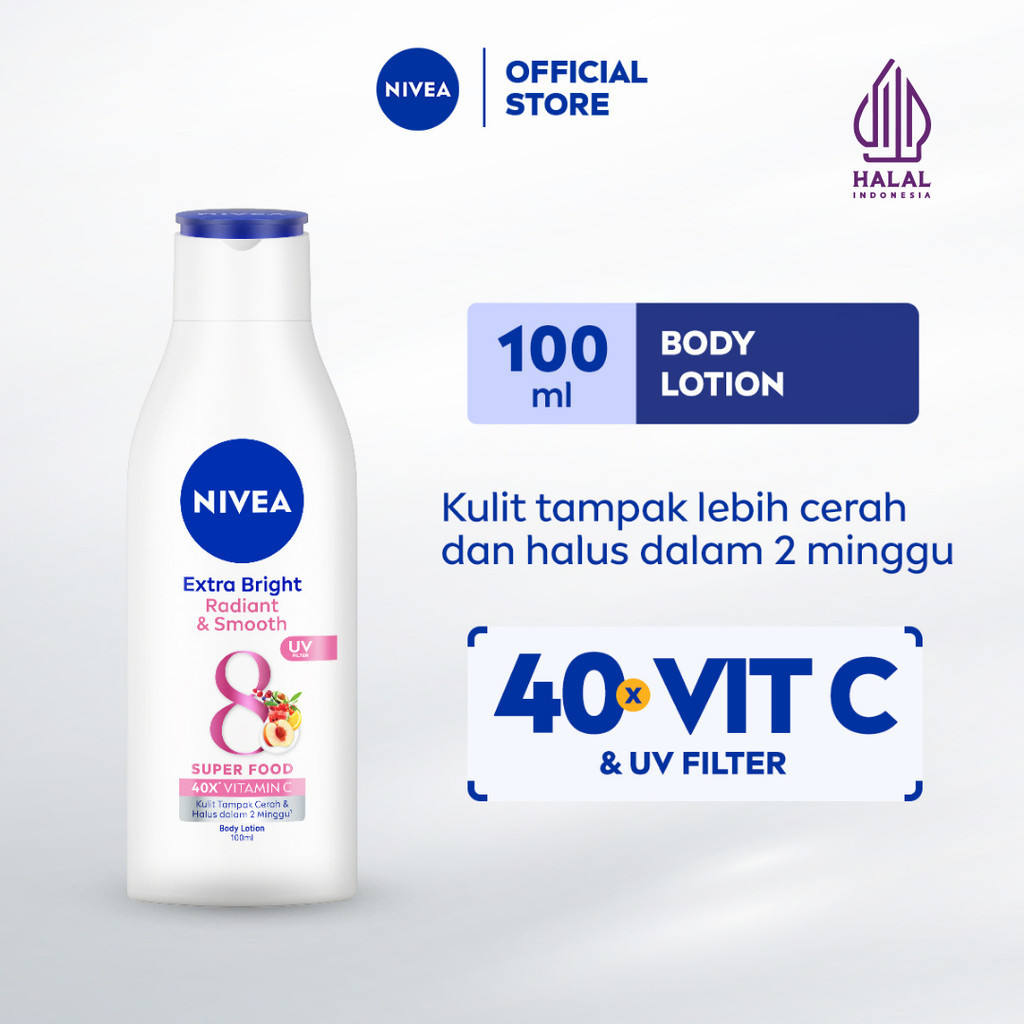 NIVEA Body Lotion Extra Bright Radiant & Smooth UV Filter 100ml - Hand body lotion moisturizer mence